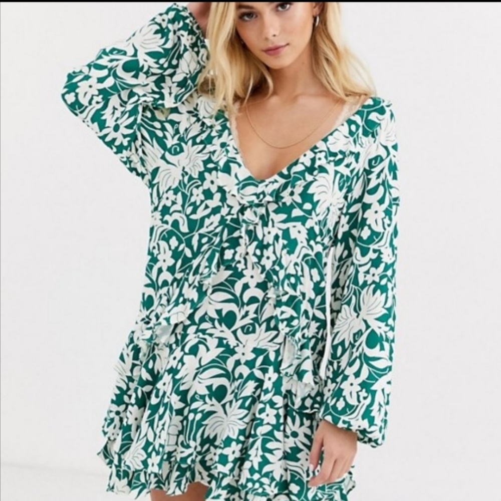 Free People Floral Ruffle Dress